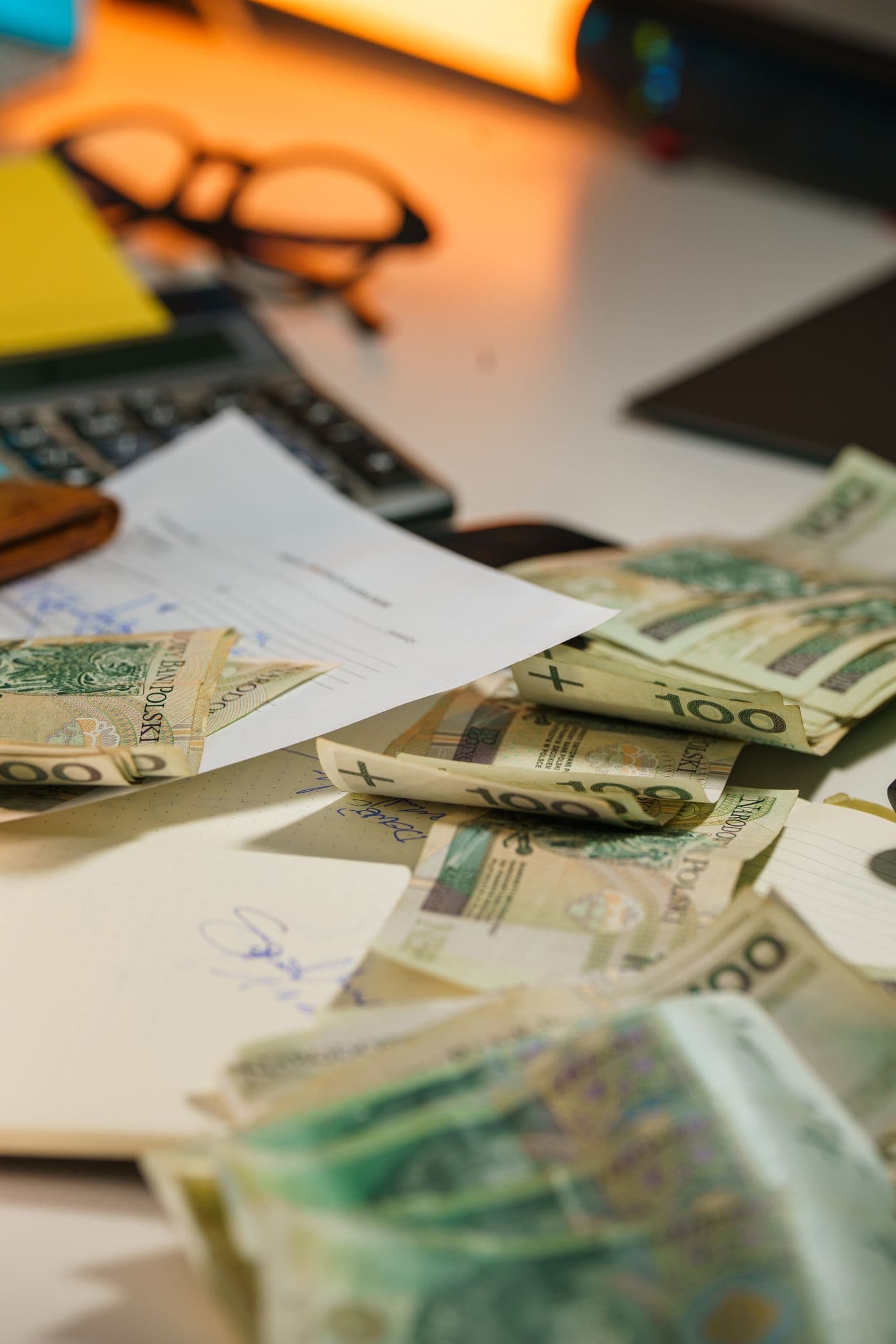 Polskie banknoty i dokumenty do zaplanowania jednorazowej inwestycji.