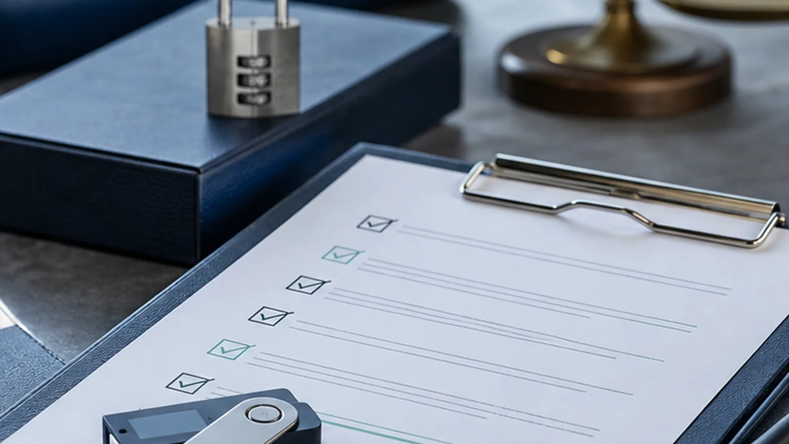 Checklisty regulacyjne i bezpieczne przechowywanie aktywów cyfrowych w otoczeniu biurowym.